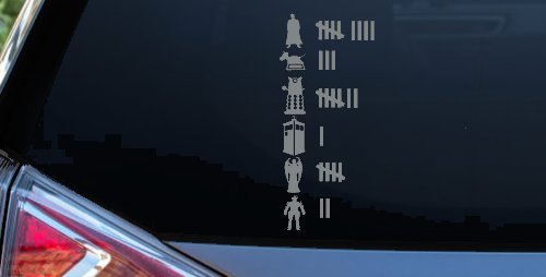 Doctor Who Keeping Count Sci Fi Car or Truck Window Decal Sticker (Telegrey)