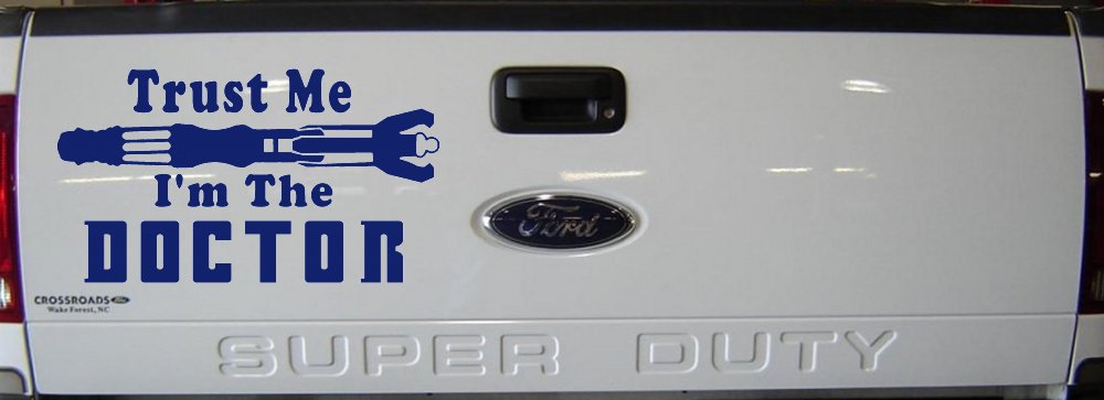 Doctor Who Sonic Screwdriver Trust Me Im The Doctor Sci Fi Car or Truck Window Decal Sticker (Navy)