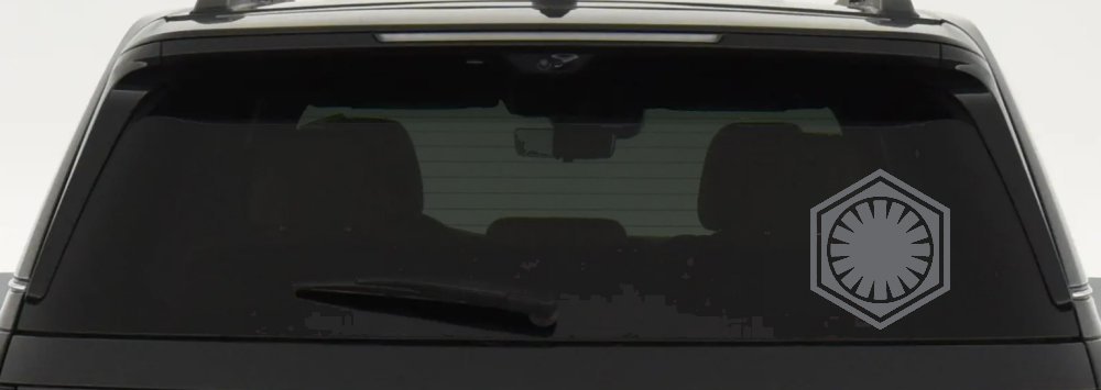 First Order Emblem Solid Sci Fi Car or Truck Window Decal Sticker (Silver)