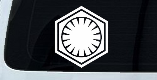 First Order Emblem Solid Sci Fi Car or Truck Window Vinyl Decal Sticker (White)
