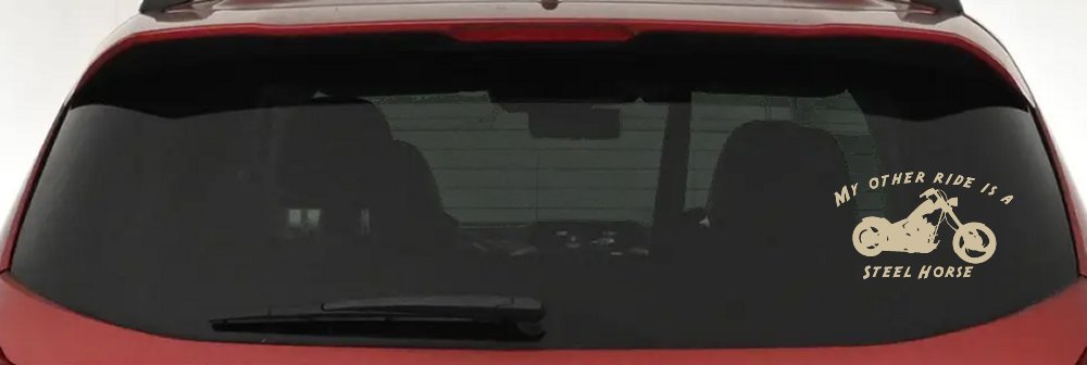 My Other Ride Is A Steel Horse Motorcycle Biker Car or Truck Window Decal Sticker (Desert Sand)
