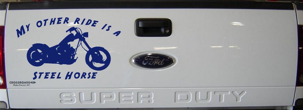 My Other Ride Is A Steel Horse Motorcycle Biker Car or Truck Window Decal Sticker (Navy)