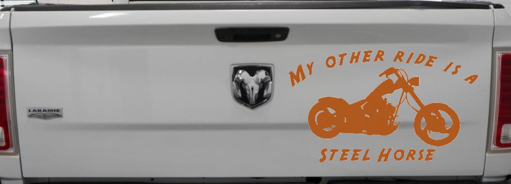 My Other Ride Is A Steel Horse Motorcycle Biker Car or Truck Window Decal Sticker (Nut Brown)