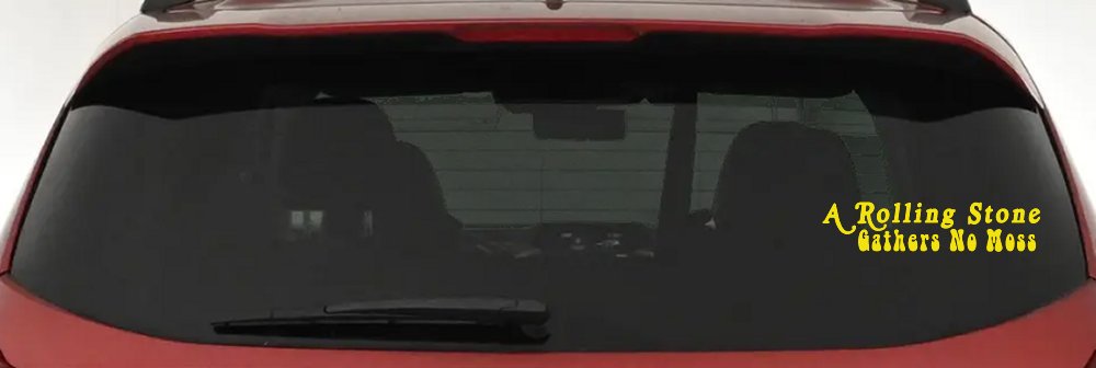 A Rolling Stone Gathers No Moss Car or Truck Window Vinyl Decal Sticker (Yellow)