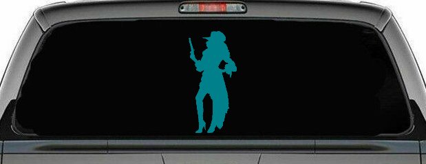 Pirate Wench Girl Car or Truck Window Decal Sticker (Turquoise Blue)