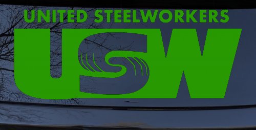 United Steelworkers Business Car or Truck Window Decal Sticker (Lime)