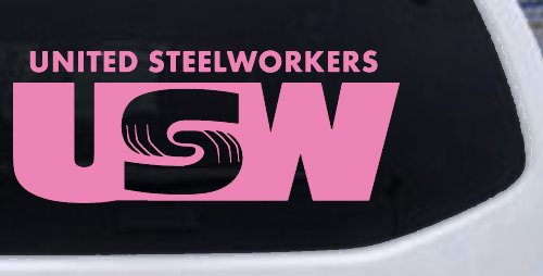 United Steelworkers Business Car or Truck Window Decal Sticker (Pink)