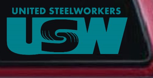 United Steelworkers Business Car or Truck Window Vinyl Decal Sticker (Turquoise Blue)
