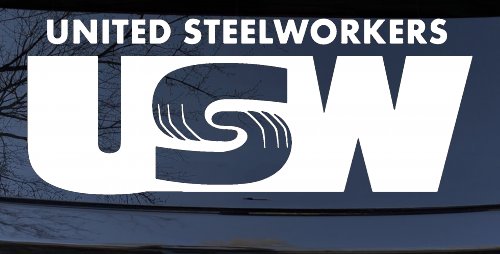 United Steelworkers Business Car or Truck Window Decal Sticker (White)