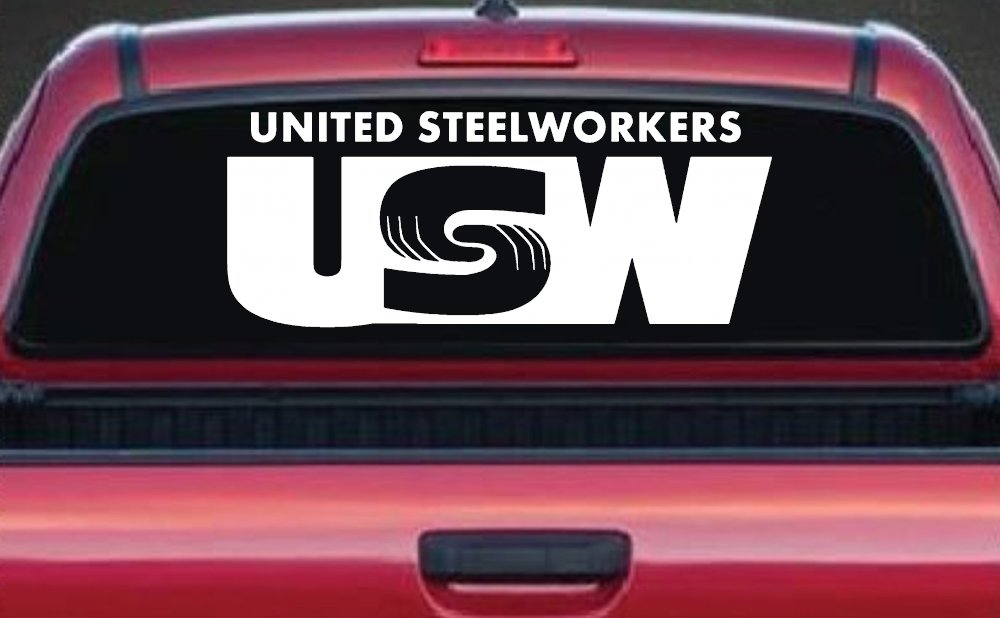 United Steelworkers Business Car or Truck Window Decal Sticker (White)
