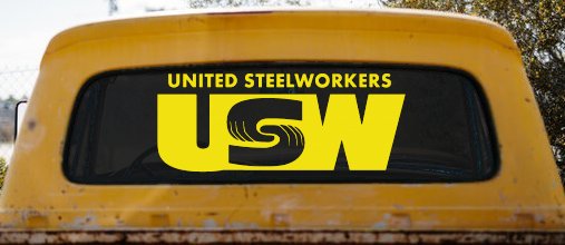 United Steelworkers Business Car or Truck Window Decal Sticker (Yellow)