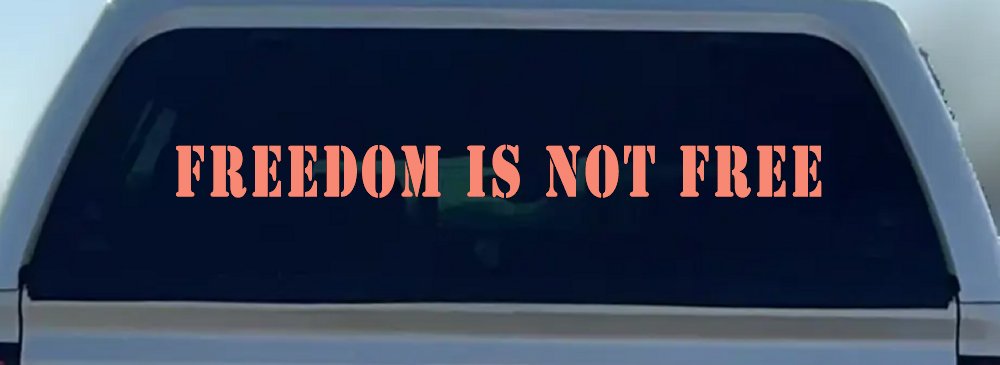Freedom Is Not Free Military Car or Truck Window Decal Sticker (Coral)