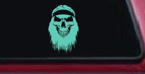Beard Skull Biker Skulls Car or Truck Window Decal Sticker