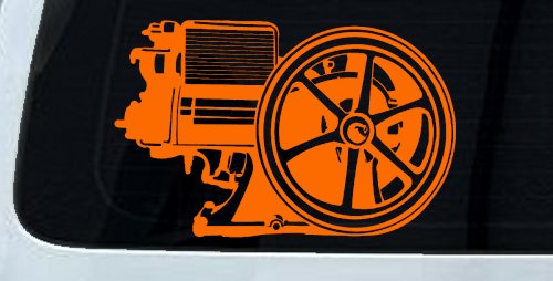 Hit And Miss Engine Car or Truck Window Vinyl Decal Sticker (Orange)