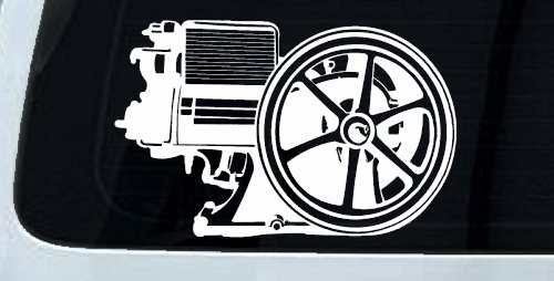 Hit And Miss Engine Car or Truck Window Decal Sticker (White)