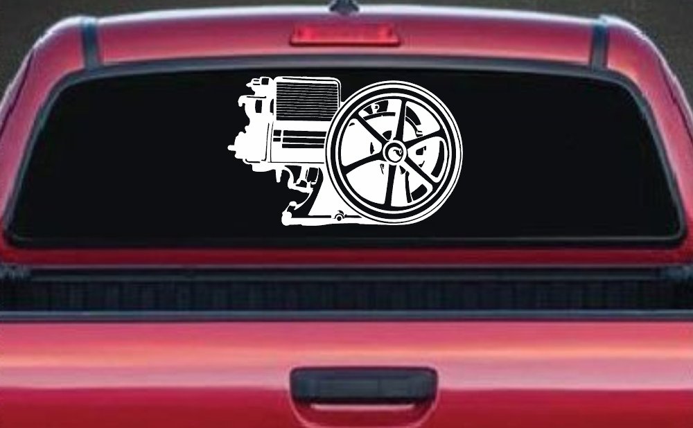 Hit And Miss Engine Car or Truck Window Vinyl Decal Sticker (White)