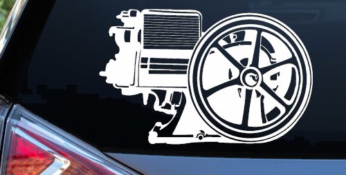 Hit And Miss Engine Car or Truck Window Vinyl Decal Sticker (White)