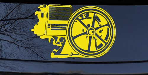 Hit And Miss Engine Car or Truck Window Vinyl Decal Sticker (Yellow)