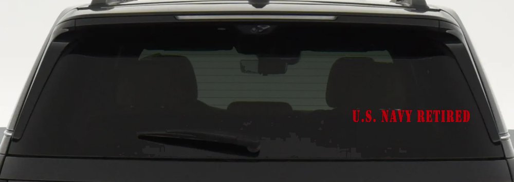 U S Navy Retired Military Car or Truck Window Vinyl Decal Sticker (Red)
