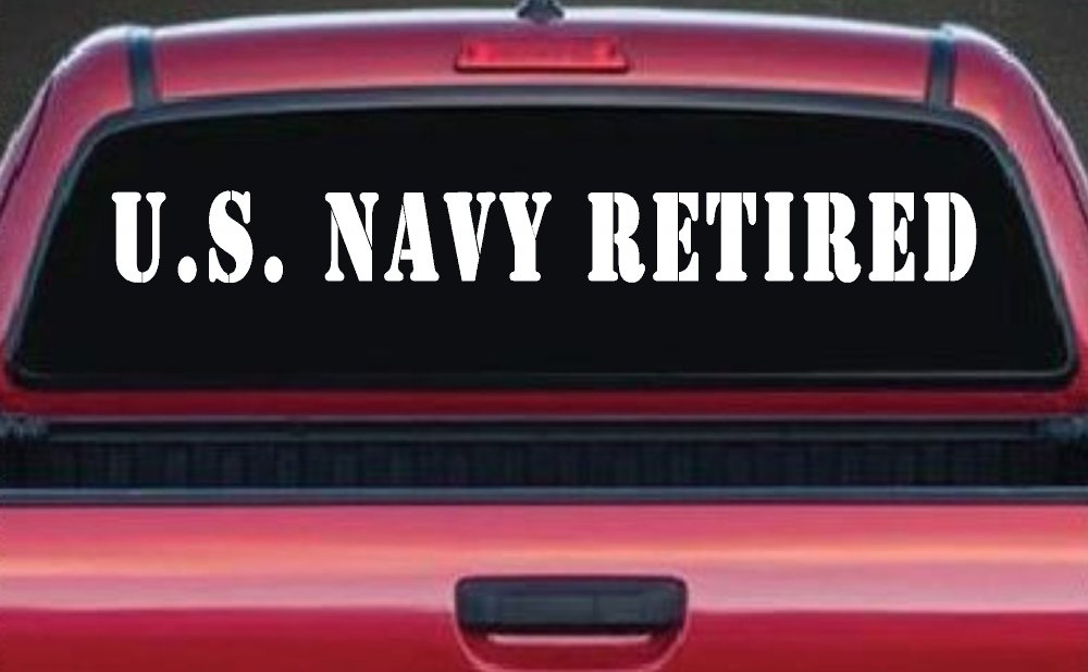 U S Navy Retired Military Car or Truck Window Vinyl Decal Sticker (White)