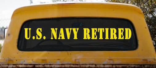 U S Navy Retired Military Car or Truck Window Decal Sticker (Yellow)
