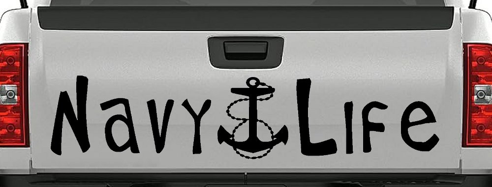 Navy Life With Anchor Military Car or Truck Window Vinyl Decal Sticker (Black)