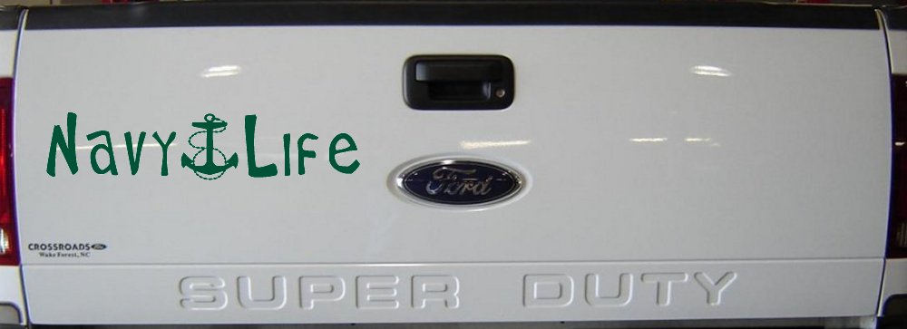 Navy Life With Anchor Military Car or Truck Window Decal Sticker (Dark Green)