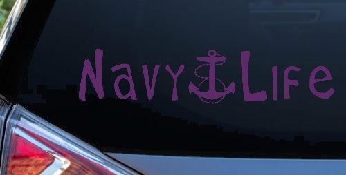 Navy Life With Anchor Military Car or Truck Window Vinyl Decal Sticker (Violet)