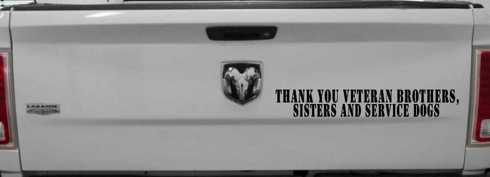 Thank You Veteran Brothers Sisters And Service Dogs Military Car or Truck Window Vinyl Decal Sticker (Black)