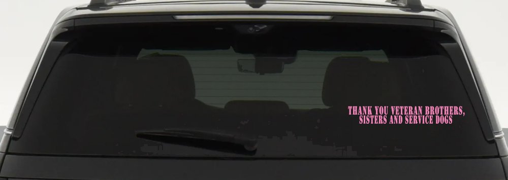 Thank You Veteran Brothers Sisters And Service Dogs Military Car or Truck Window Vinyl Decal Sticker (Pink)