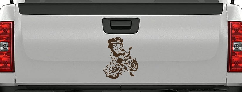 Betty Boop On Motorcycle With Dog Lady Biker Cartoons Car or Truck Window Decal Sticker