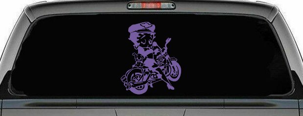 Betty Boop On Motorcycle With Dog Lady Biker Cartoons Car or Truck Window Decal Sticker