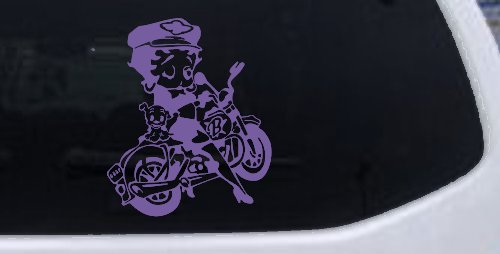 Betty Boop On Motorcycle With Dog Lady Biker Cartoons Car or Truck Window Decal Sticker