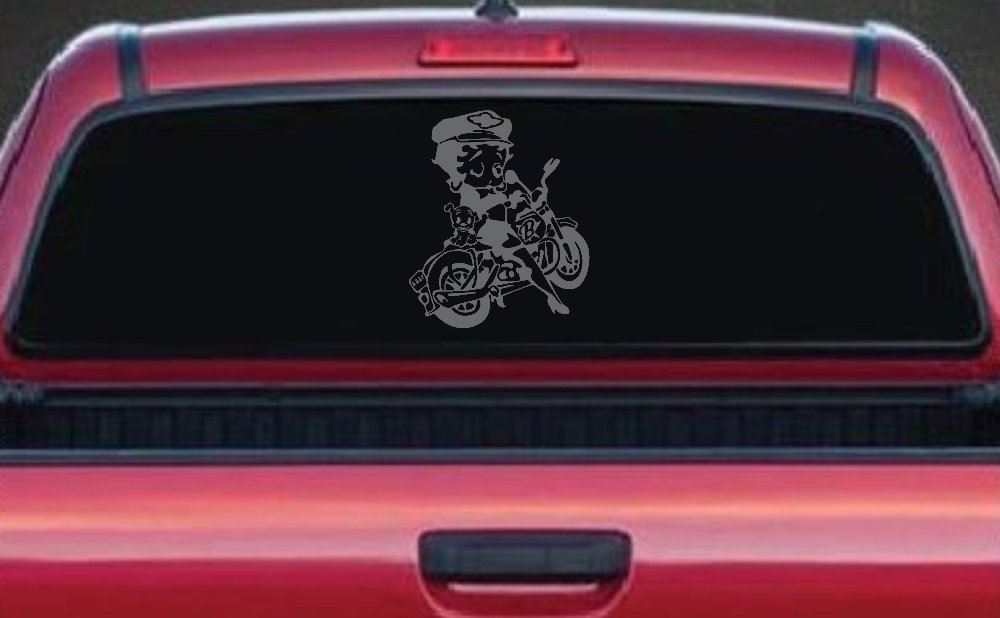 Betty Boop On Motorcycle With Dog Lady Biker Cartoons Car or Truck Window Decal Sticker