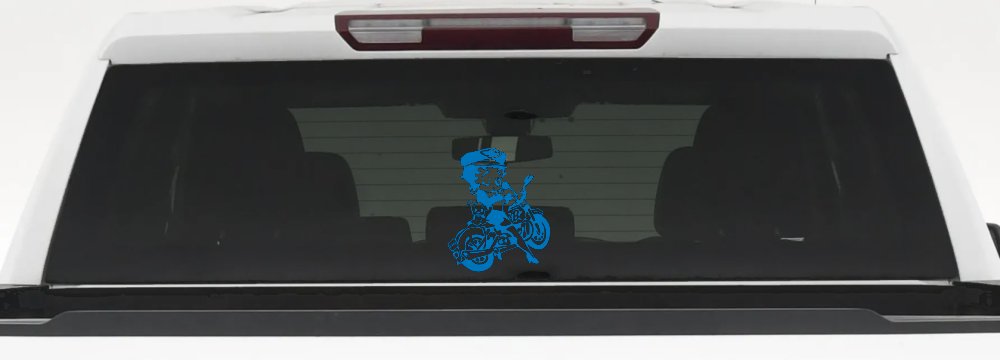 Betty Boop On Motorcycle With Dog Lady Biker Cartoons Car or Truck Window Decal Sticker