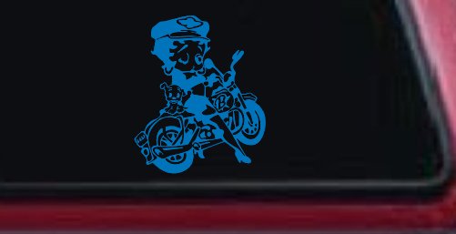 Betty Boop On Motorcycle With Dog Lady Biker Cartoons Car or Truck Window Decal Sticker