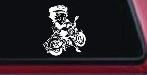 Betty Boop On Motorcycle With Dog Lady Biker Cartoons Car or Truck Window Decal Sticker