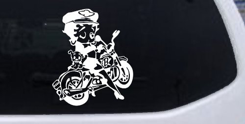 Betty Boop On Motorcycle With Dog Lady Biker Cartoons Car or Truck Window Decal Sticker
