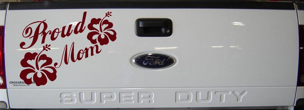 Proud Mom Hibiscus Flowers Car or Truck Window Decal Sticker