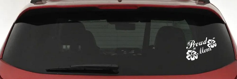 Proud Mom Hibiscus Flowers Car or Truck Window Decal Sticker