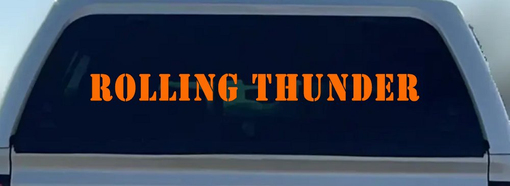 Rolling Thunder Biker Car or Truck Window Decal Sticker (Orange)