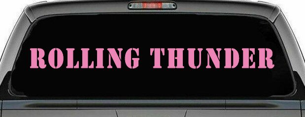 Rolling Thunder Biker Car or Truck Window Decal Sticker (Pink)