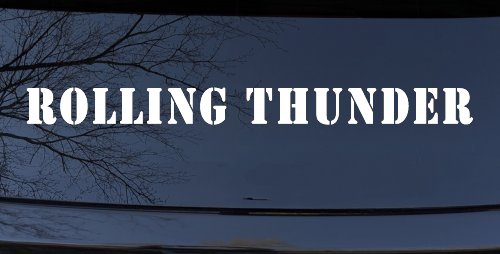 Rolling Thunder Biker Car or Truck Window Decal Sticker (White)