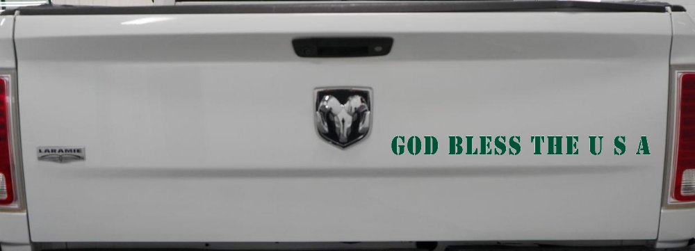 God Bless The USA Christian Car or Truck Window Decal Sticker (Dark Green)