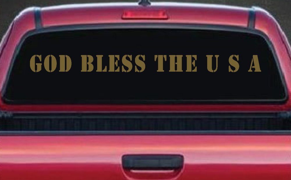 God Bless The USA Christian Car or Truck Window Decal Sticker (Gold)
