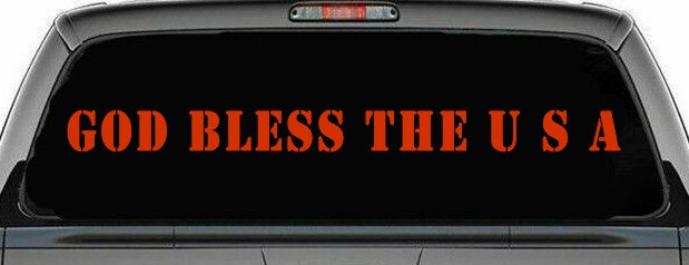 God Bless The USA Christian Car or Truck Window Vinyl Decal Sticker (Orange Red)
