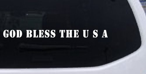 God Bless The USA Christian Car or Truck Window Vinyl Decal Sticker (White)
