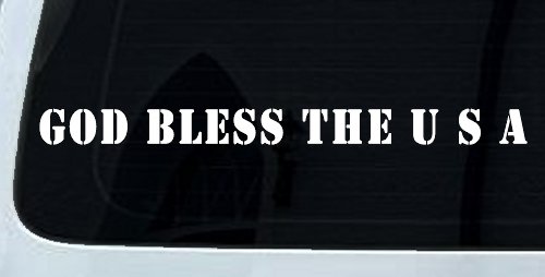 God Bless The USA Christian Car or Truck Window Vinyl Decal Sticker (White)