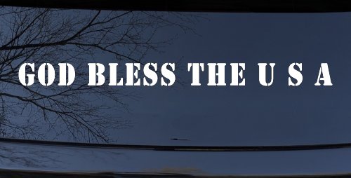 God Bless The USA Christian Car or Truck Window Decal Sticker (White)