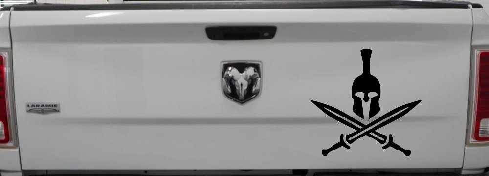 Spartan Helmet and Swords Military Car or Truck Window Decal Sticker
